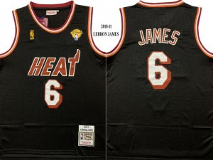 Maillot de Basket #6 James Miami Heat 2010-11 finals Noir